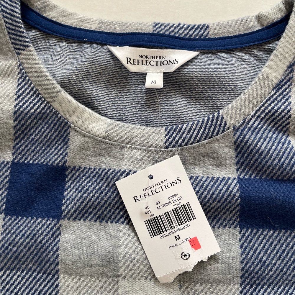 NWT Blue and Grey Plaid Top, Sz M - Picture 2 of 6